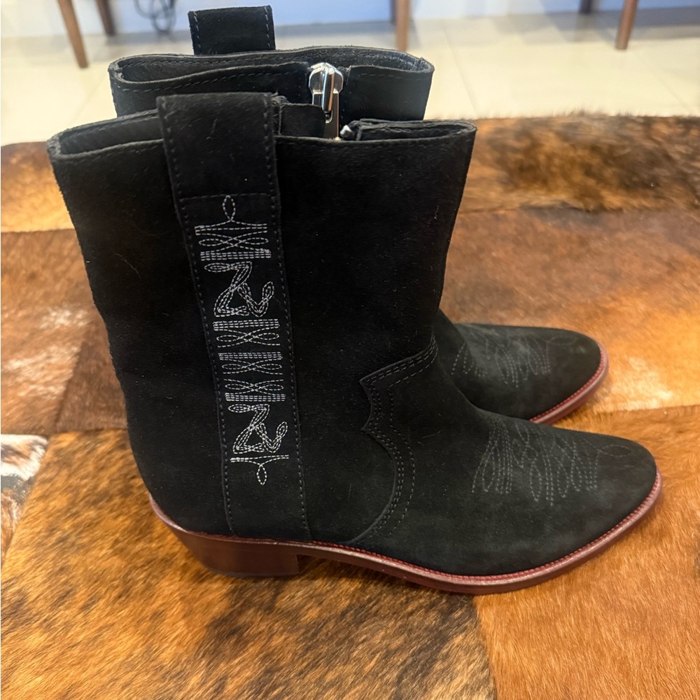 New Zadig and Voltaire Pilar Suede Western Booties - Picture 4 of 10